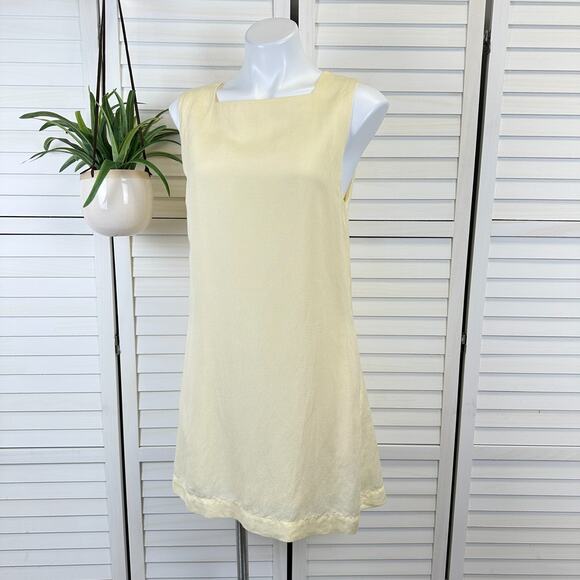 Posse Australia Yellow Emma Linen Blend Shift Tank Sun Dress Lined Size M US 6 - Picture 1 of 12